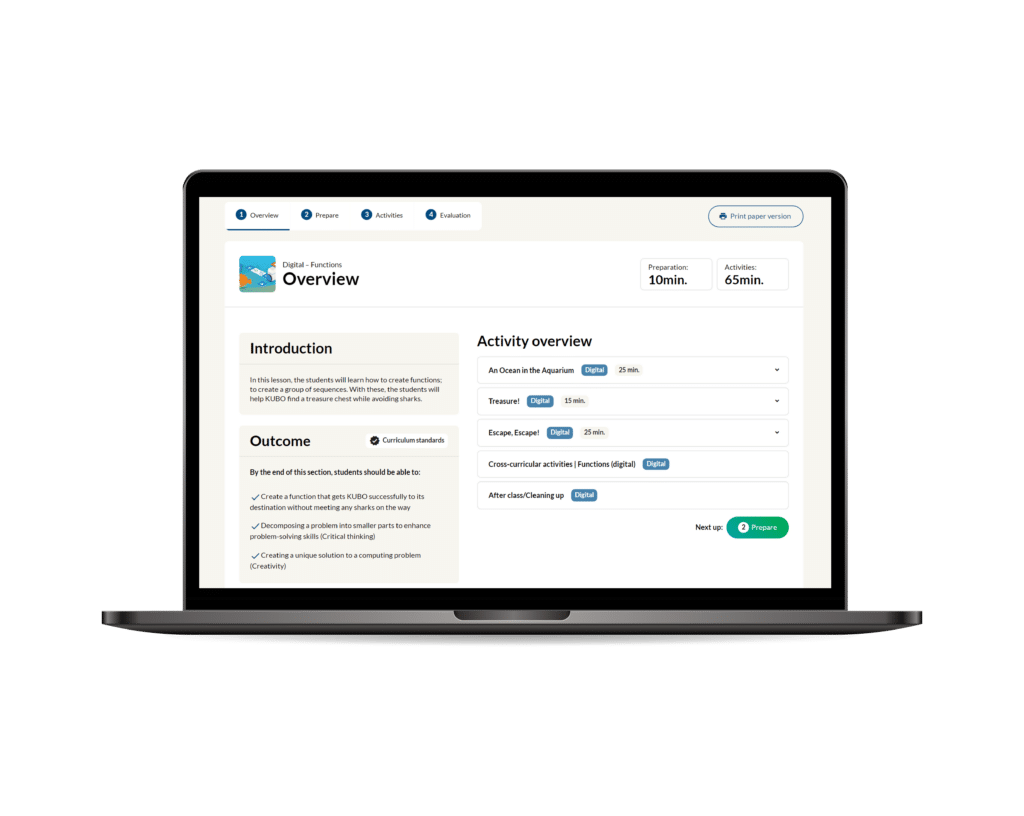 KUBO standards-aligned lesson plans on KUBO Portal